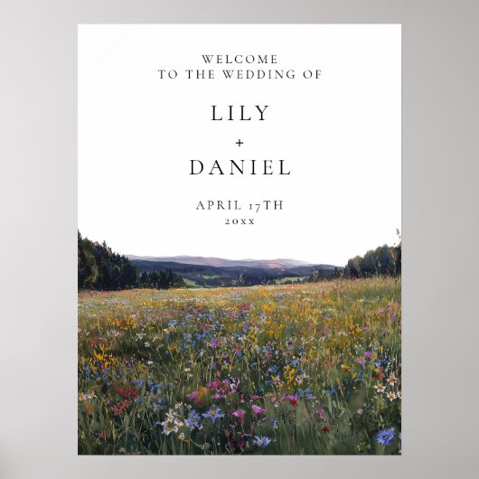 Wildflowers Floral Meadow Wedding Welcome Sign Poster (Voorkant)