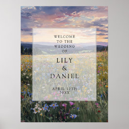 Wildflowers Floral Meadow Wedding Welcome Sign Poster