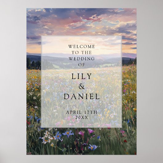 Wildflowers Floral Meadow Wedding Welcome Sign Poster (Voorkant)