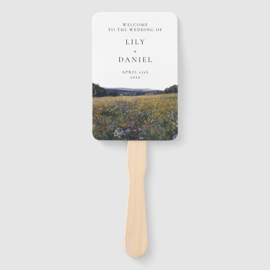 Wildflowers Floral MeadowWedding Program Handwaaier (Voorkant)