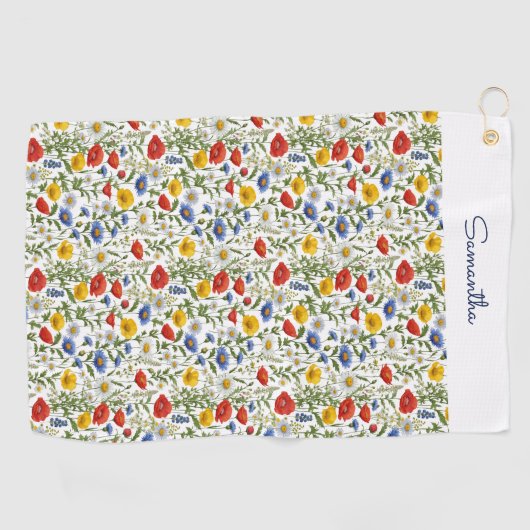 Wildflowers Floral Multicolor  Gepersonaliseerd Golfhanddoek (Horizontaal)
