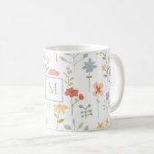 Wildflowers Floral Pattern Monogram Koffiemok (Voorkant rechts)