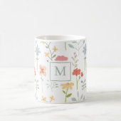 Wildflowers Floral Pattern Monogram Koffiemok (Center)