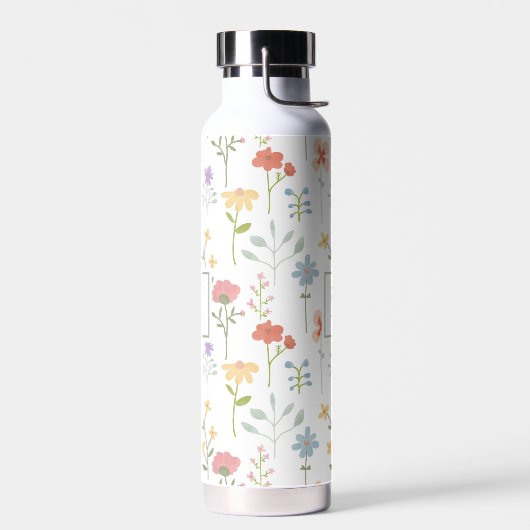 Wildflowers Floral Pattern Monogram Waterfles (Links)