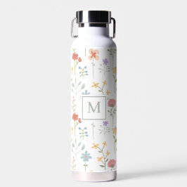 Wildflowers Floral Pattern Monogram Waterfles