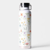 Wildflowers Floral Pattern Monogram Waterfles (Achterkant)