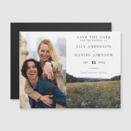 Wildflowers Floral Photo Wedding Save The Date Magnetische Uitnodiging