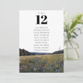 Wildflowers Floral Table Number Seating Chart Kaart (Staand voorkant)