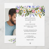 Wildflowers Floral Waterverf Custom Photo Wedding Kaart (Voorkant / Achterkant)