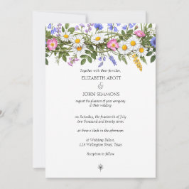 Wildflowers Floral Waterverf Custom Photo Wedding Kaart