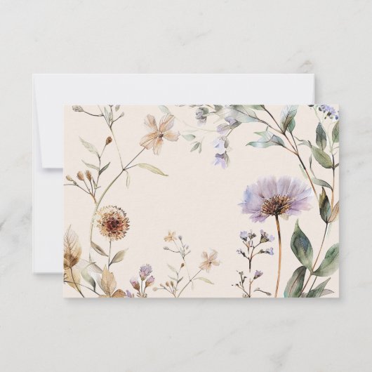 Wildflowers Floral Wedding Enclosure Kaart (Achterkant)