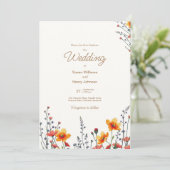 Wildflowers Floral Wedding Invitation | kleur van  Kaart (Staand voorkant)