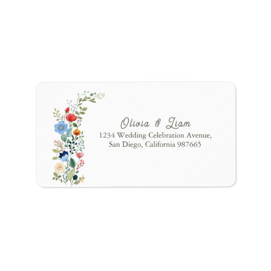 Wildflowers Floral Wedding Retour Adres Etiket (Voorkant)