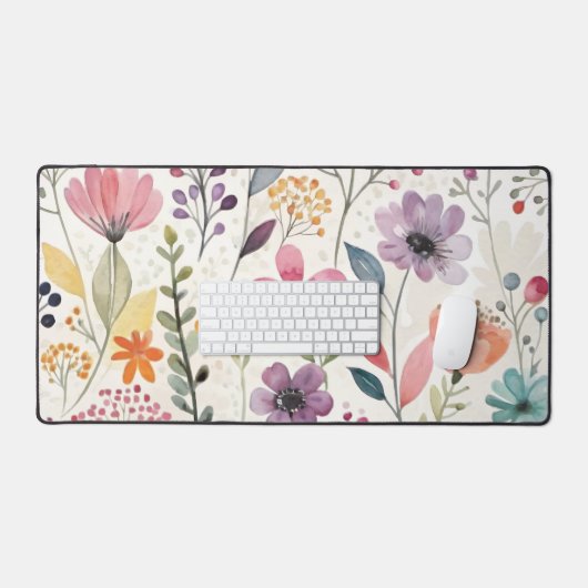 Wildflowers Floral Whimsical Pattern Bureaumat (Keyboard & Muis)