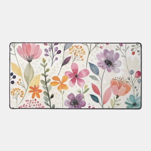 Wildflowers Floral Whimsical Pattern Bureaumat (Voorkant)