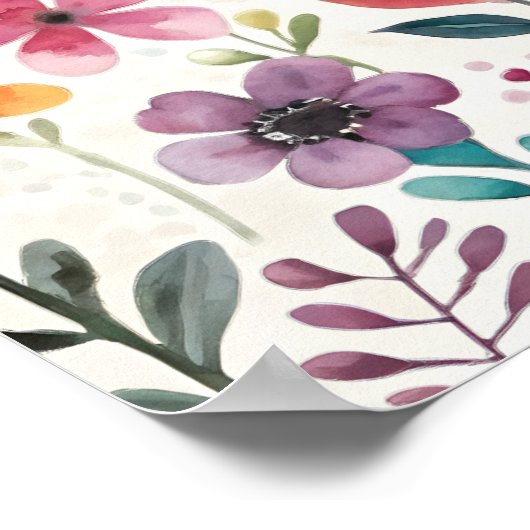 Wildflowers Floral Whimsical Pattern Poster (Hoek)