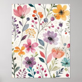 Wildflowers Floral Whimsical Pattern Poster (Voorkant)