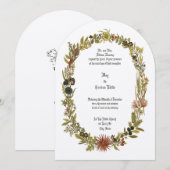Wildflowers Floral Wreath Wedding Kaart (Voorkant / Achterkant)