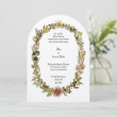 Wildflowers Floral Wreath Wedding Kaart (Staand voorkant)