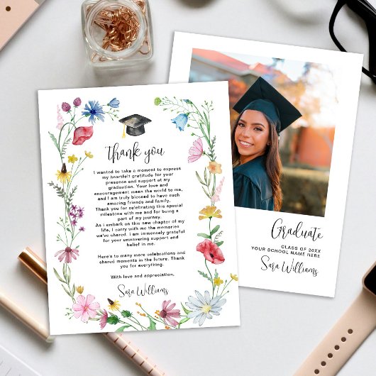 Wildflowers Foto Afstuderen Dank u Bedankkaart