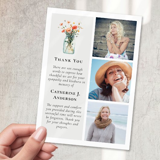 Wildflowers Foto Sympathy Funeral Bedankkaart