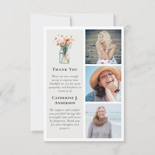 Wildflowers Foto Sympathy Funeral Bedankkaart (Voorkant)
