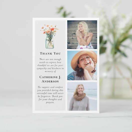 Wildflowers Foto Sympathy Funeral Bedankkaart (Staand voorkant)
