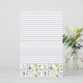 Wildflowers Frog Feathers Natuur Lined Briefpapier (Staand voorkant)