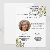 Wildflowers Funeral Memorial Service Foto Kaart (Voorkant / Achterkant)