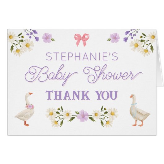 Wildflowers Ganzen Baby shower Bedankt (Voorkant Horizontaal)