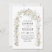 Wildflowers Garden Arch Rustic QR Code Wedding Kaart (Voorkant)