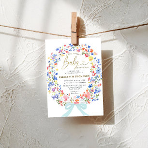 Wildflowers Garden Bow Sweet Little Baby shower Kaart
