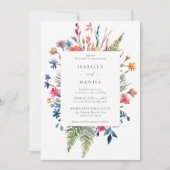 Wildflowers Garden Happy kleurrijke moderne bruilo Kaart (Voorkant)