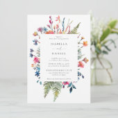 Wildflowers Garden Happy kleurrijke moderne bruilo Kaart (Staand voorkant)