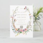 Wildflowers Garden QR Code Foto bruiloft Opslaan D Kaart (Staand voorkant)