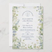 Wildflowers Garden QR Code Wedding Invitation Kaart (Voorkant)