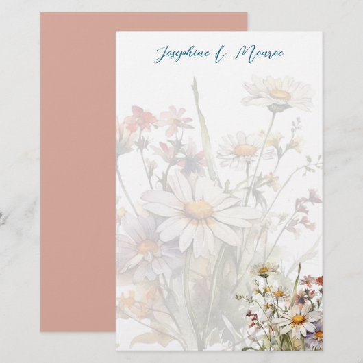 Wildflowers Gepersonaliseerd Schrijfpapier Briefpapier (Voorkant / Achterkant)