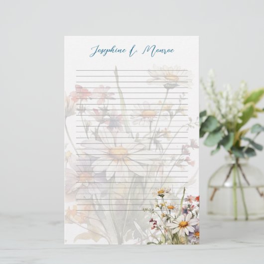 Wildflowers Gepersonaliseerd Schrijfpapier Lined Briefpapier (Staand voorkant)