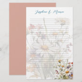 Wildflowers Gepersonaliseerd Schrijfpapier Lined Briefpapier (Voorkant / Achterkant)