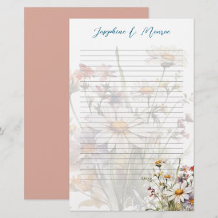 Wildflowers Gepersonaliseerd Schrijfpapier Lined Briefpapier