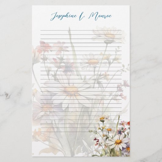 Wildflowers Gepersonaliseerd Schrijfpapier Lined Briefpapier (Voorkant)