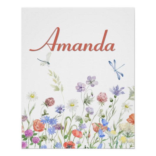 Wildflowers gepersonaliseerde aangepaste naam perfect poster (Voorkant)
