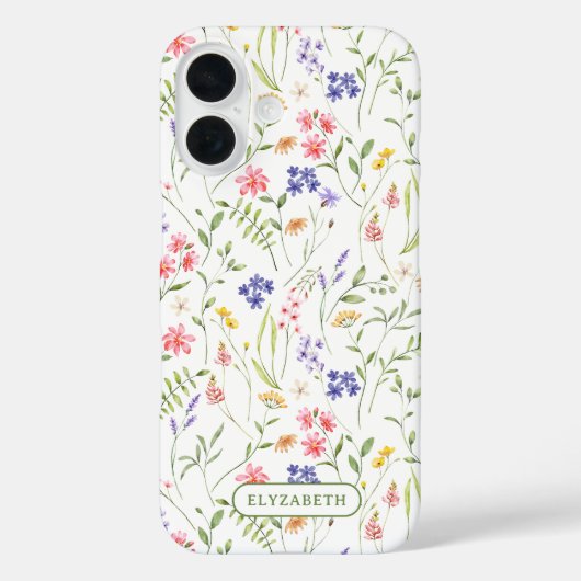 Wildflowers Gepersonaliseerde naam Wit Case-Mate iPhone Case (Achterkant)