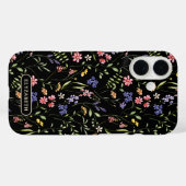 Wildflowers Gepersonaliseerde naam Zwart Case-Mate iPhone Case (Achterkant (horizontaal))