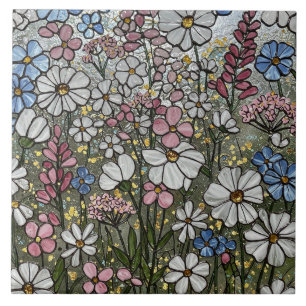 Wildflowers Glas in lood Illusion Tegeltje