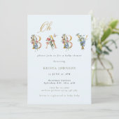  Wildflowers Goud en Blauw Baby shower Kaart (Staand voorkant)