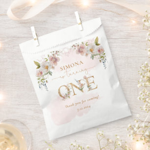 Wildflowers goud Meisje eerste verjaardag dank u Bedankzakje