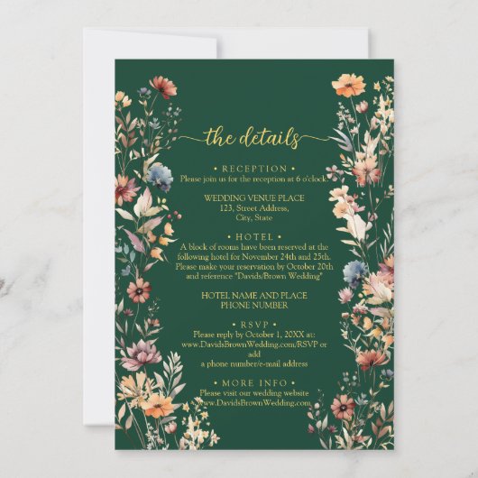 Wildflowers Gouden Herfst in Liefde en Details Huw Kaart (Achterkant)