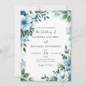 Wildflowers Green Elegant Spring Garden Wedding Kaart (Voorkant)