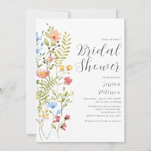 Wildflowers Greenery Elegant Garden Vrijgezellenfe Kaart (Voorkant)